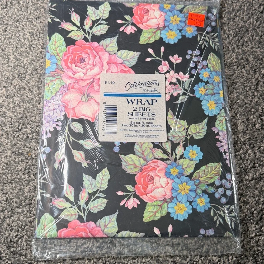 5/$25 VINTAGE Birthday Wrapping Paper Floral Roses